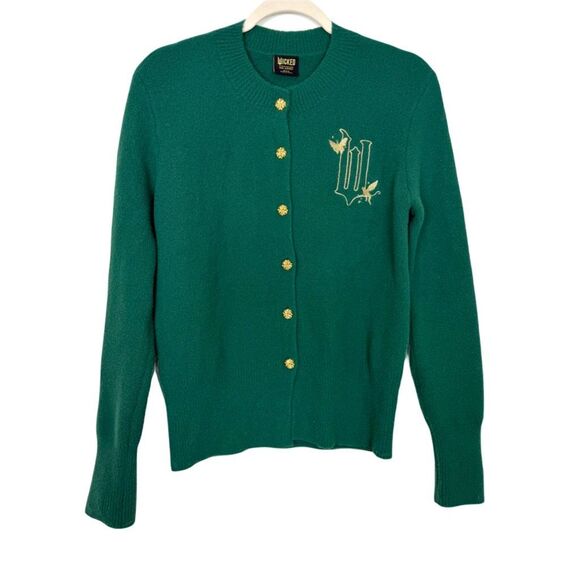 Wicked Paul Tazewell Sweater S Emerald Green Gold Embroidered Cardigan Elphaba - Picture 2 of 10